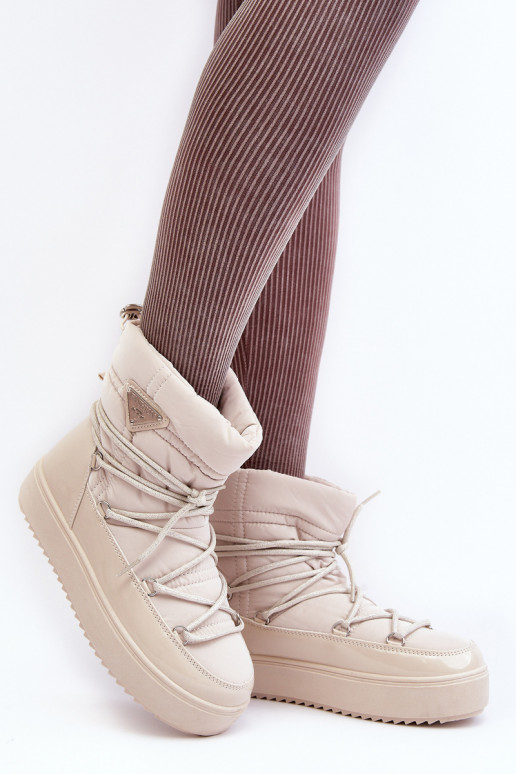 botas de neve com plataforma e detalhes elegantes em Fleure bege