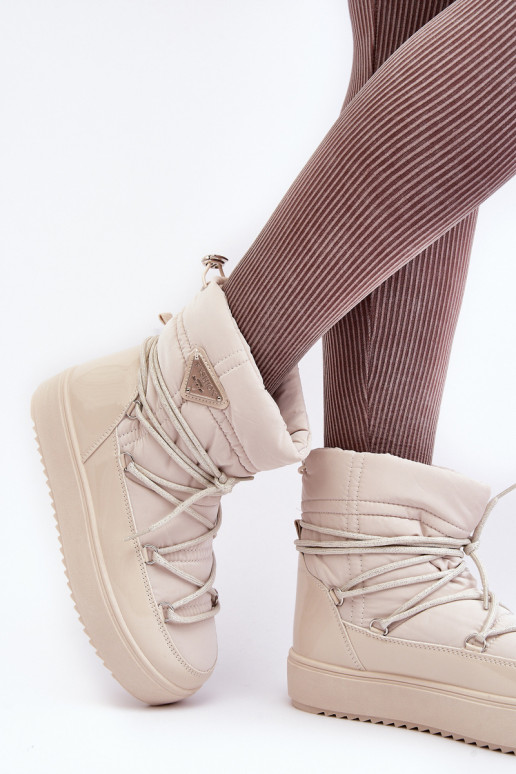 botas de neve com plataforma e detalhes elegantes em Fleure bege