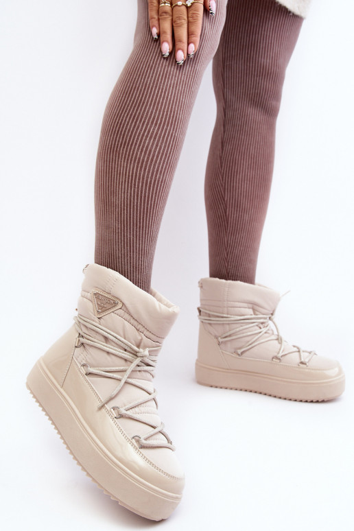 botas de neve com plataforma e detalhes elegantes em Fleure bege