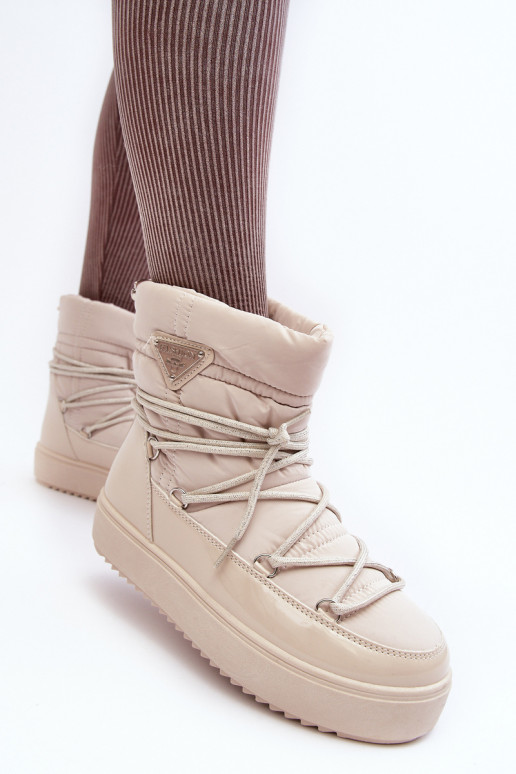botas de neve com plataforma e detalhes elegantes em Fleure bege