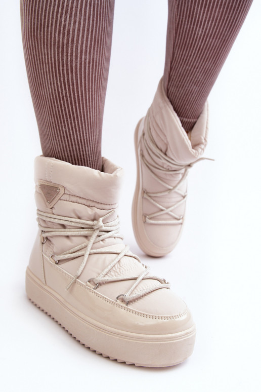 botas de neve com plataforma e detalhes elegantes em Fleure bege
