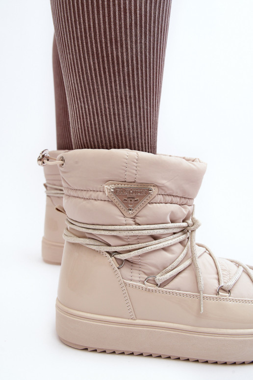 botas de neve com plataforma e detalhes elegantes em Fleure bege