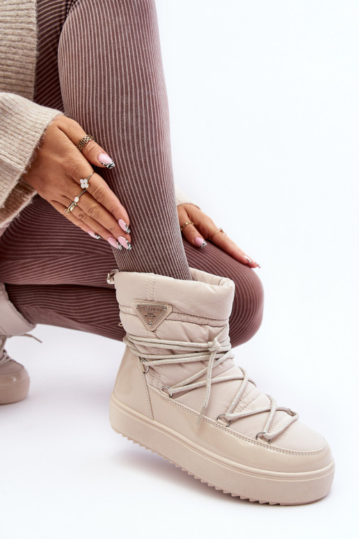 botas de neve com plataforma e detalhes elegantes em Fleure bege