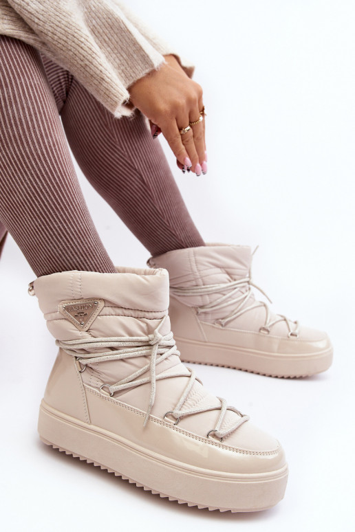 botas de neve com plataforma e detalhes elegantes em Fleure bege