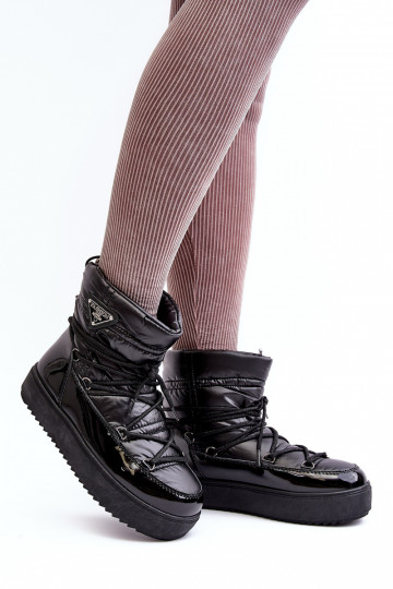 botas de neve com plataforma e detalhes elegantes em Fleure preto 2