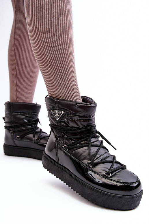 botas de neve com plataforma e detalhes elegantes em Fleure preto
