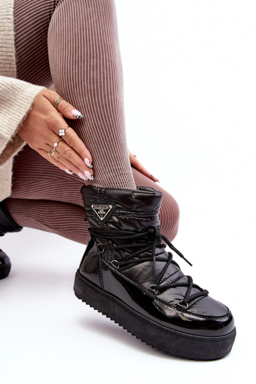 botas de neve com plataforma e detalhes elegantes em Fleure preto botas de neve com plataforma e detalhes elegantes em Fleure preto