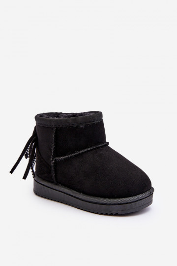 Botas quentes de inverno infantil com franjas na cor preta Mikyla
