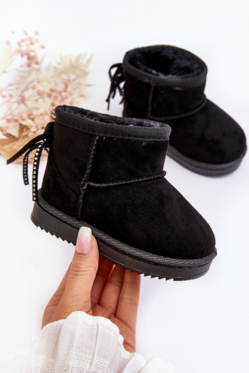 Botas quentes de inverno infantil com franjas na cor preta Mikyla 2