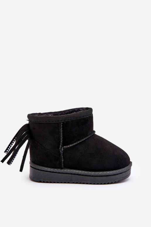 Botas quentes de inverno infantil com franjas na cor preta Mikyla