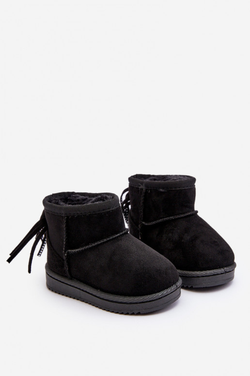 Botas quentes de inverno infantil com franjas na cor preta Mikyla