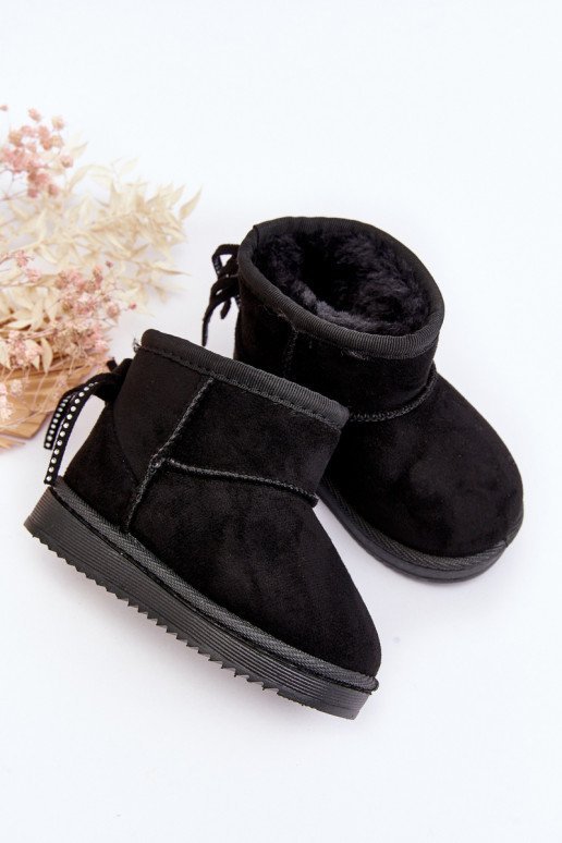 Botas quentes de inverno infantil com franjas na cor preta Mikyla