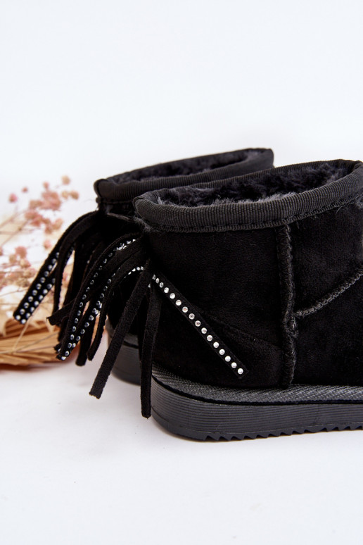 Botas quentes de inverno infantil com franjas na cor preta Mikyla