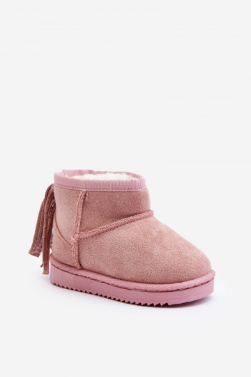 Botas quentes de inverno infantil com franjas rosa Mikyla