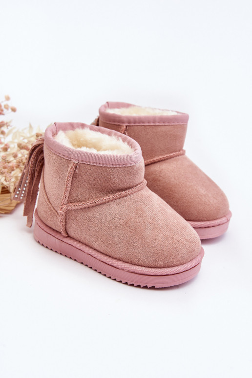 Botas quentes de inverno infantil com franjas rosa Mikyla