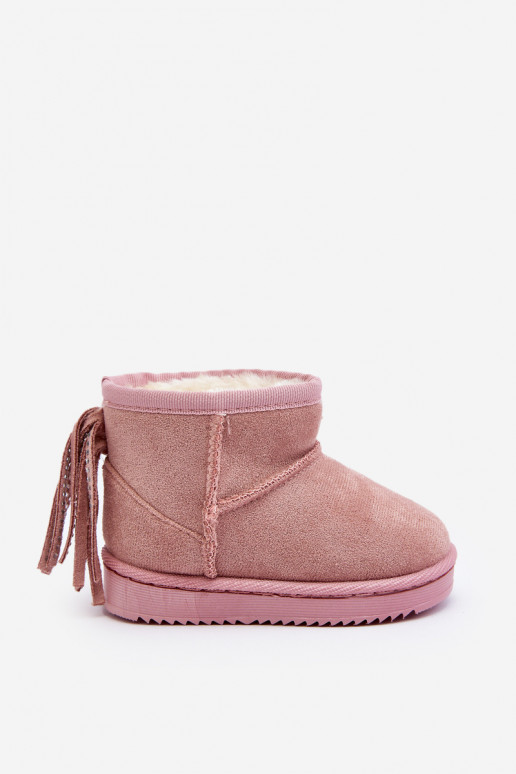 Botas quentes de inverno infantil com franjas rosa Mikyla