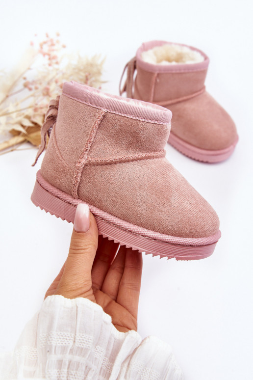 Botas quentes de inverno infantil com franjas rosa Mikyla