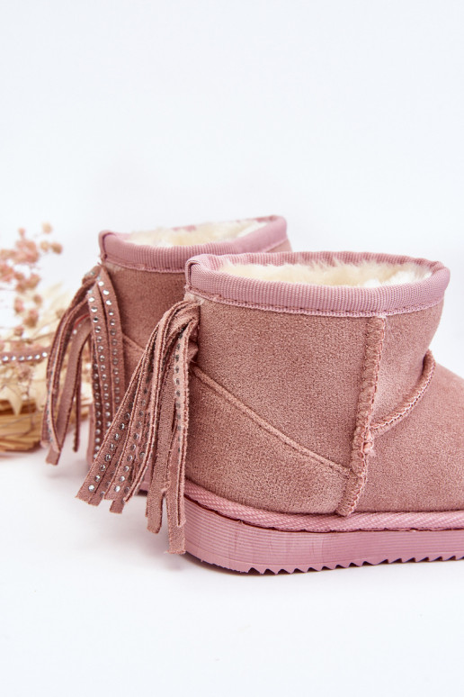 Botas quentes de inverno infantil com franjas rosa Mikyla