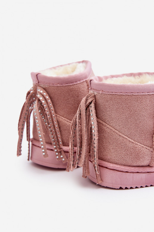Botas quentes de inverno infantil com franjas rosa Mikyla
