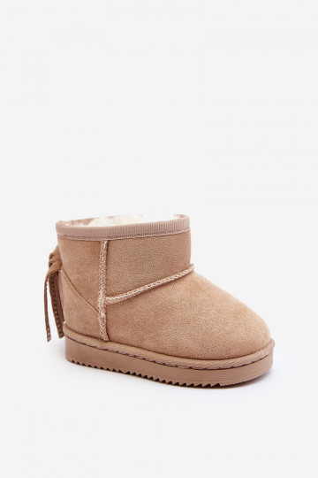 Botas quentes de inverno infantil com franjas bege Mikyla