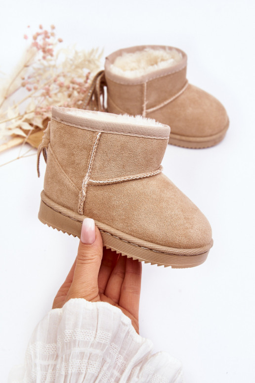 Botas quentes de inverno infantil com franjas bege Mikyla