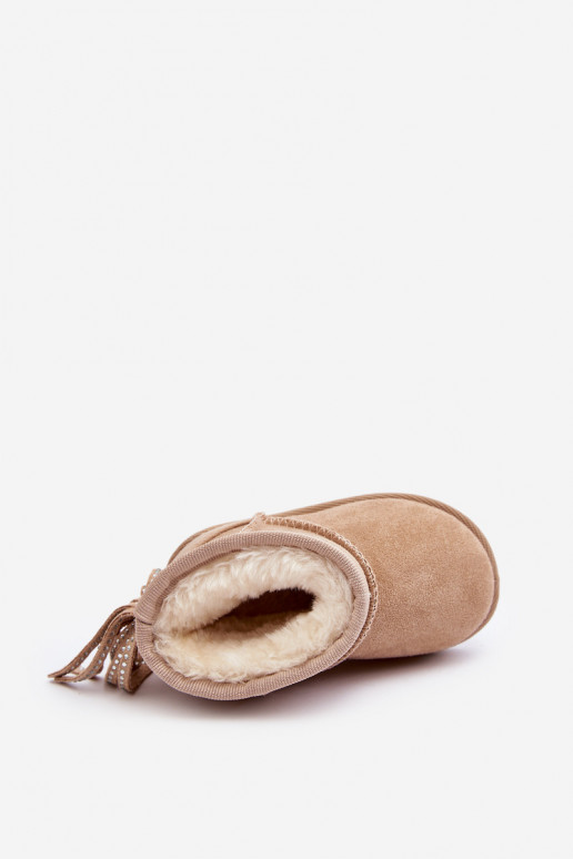 Botas quentes de inverno infantil com franjas bege Mikyla