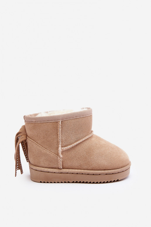 Botas quentes de inverno infantil com franjas bege Mikyla