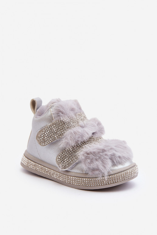 Botas de neve infantis aquecidas prata Leela