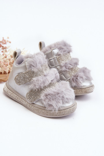 Botas de neve infantis aquecidas prata Leela 2