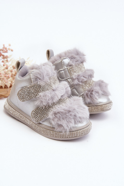 Botas de neve infantis aquecidas prata Leela