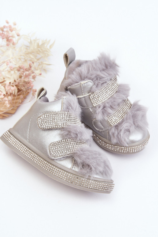 Botas de neve infantis aquecidas prata Leela