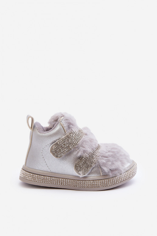 Botas de neve infantis aquecidas prata Leela