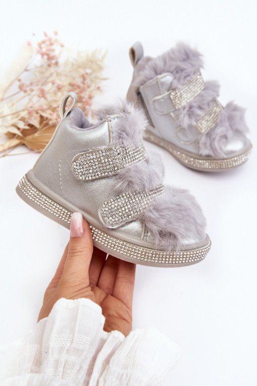 Botas de neve infantis aquecidas prata Leela