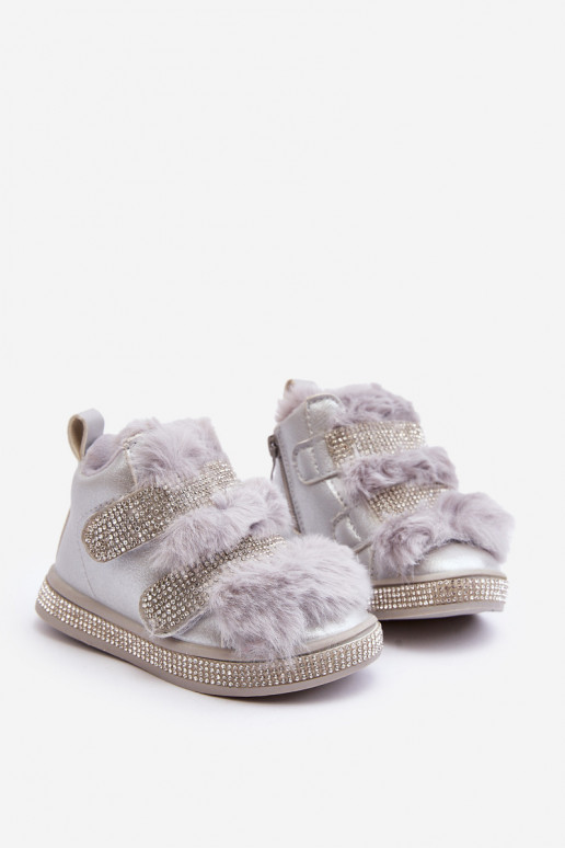 Botas de neve infantis aquecidas prata Leela