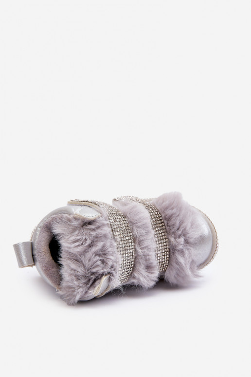 Botas de neve infantis aquecidas prata Leela Botas de neve infantis aquecidas prata Leela