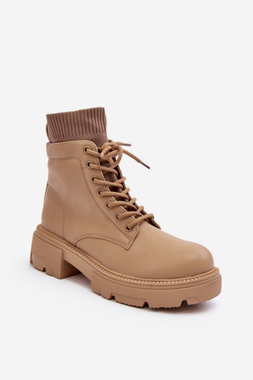 sapatos Botas femininas com sola tipo meia, Rivella bege