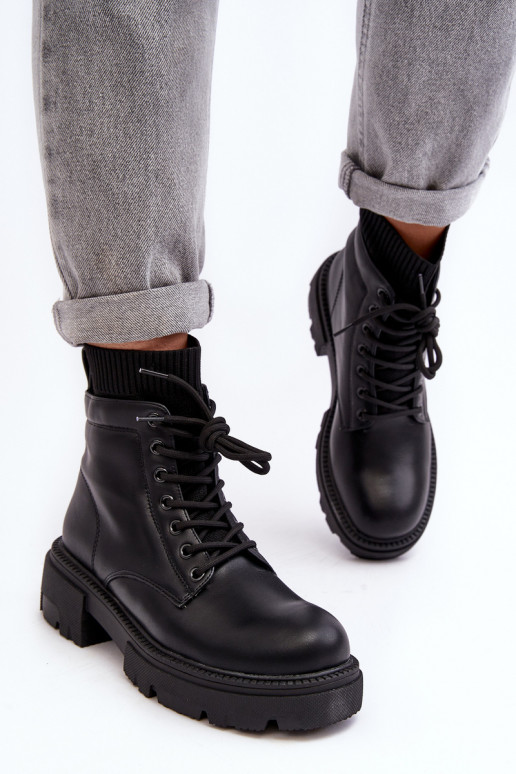 sapatos Botas femininas com sola tipo meia na cor preta Rivella