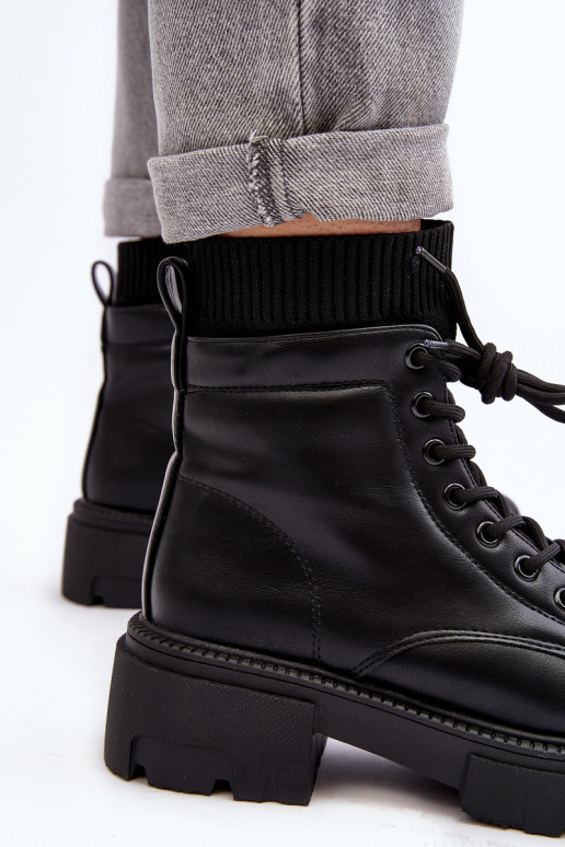 sapatos Botas femininas com sola tipo meia na cor preta Rivella