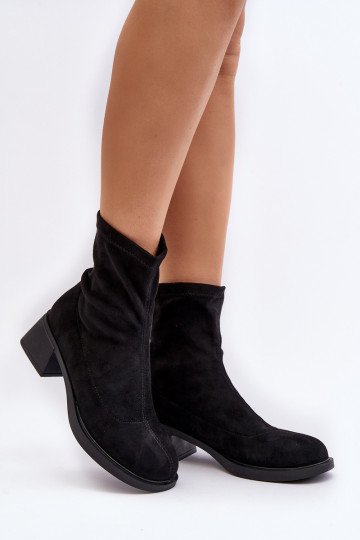 Botas femininas pretas de salto baixo Aphroteia