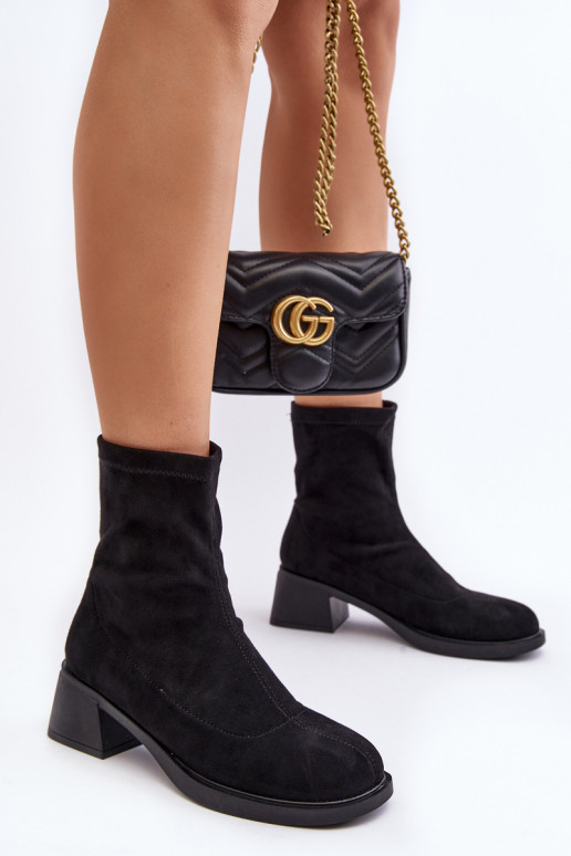 Botas femininas pretas de salto baixo Aphroteia
