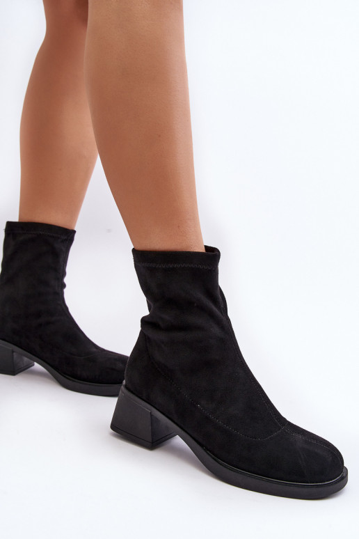 Botas femininas pretas de salto baixo Aphroteia
