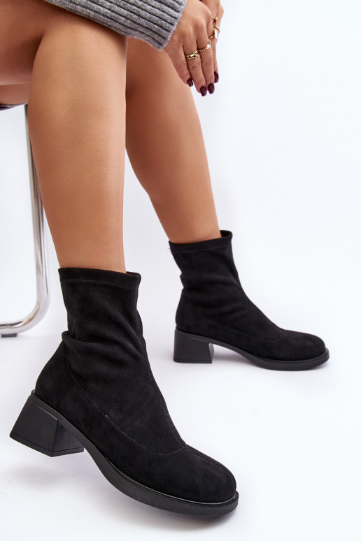 Botas femininas pretas de salto baixo Aphroteia