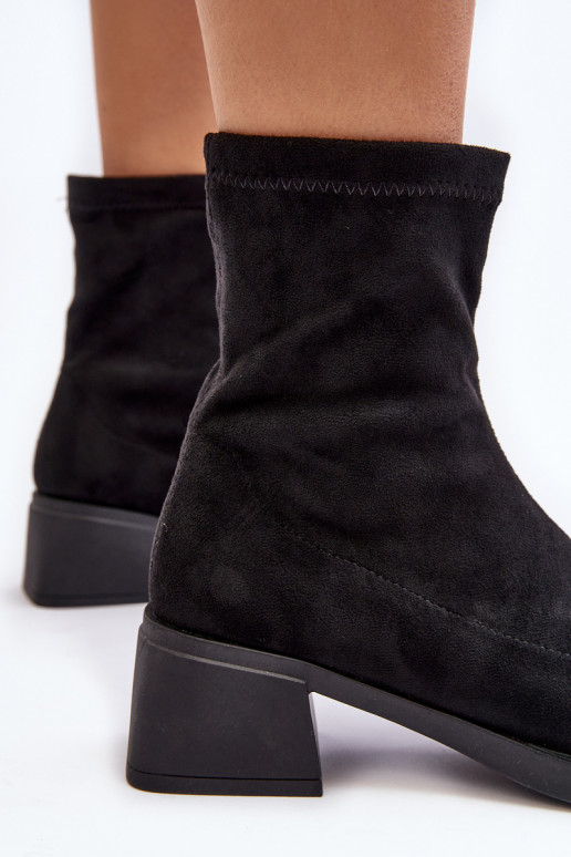 Botas femininas pretas de salto baixo Aphroteia
