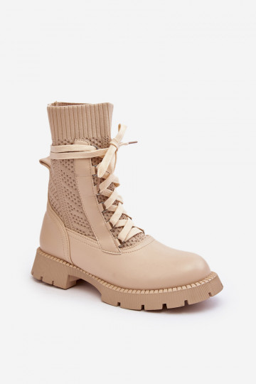 Botins Gentiana marfim com atacadores