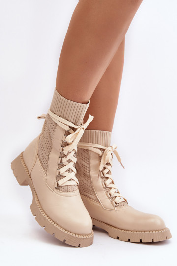 Botins Gentiana marfim com atacadores 2