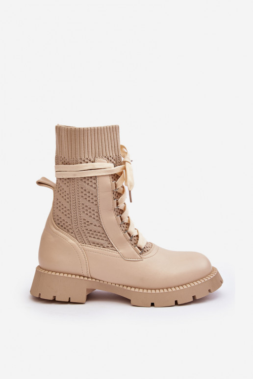 Botins Gentiana marfim com atacadores