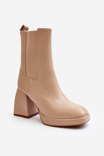Botas femininas plataforma na cor bege Stelares