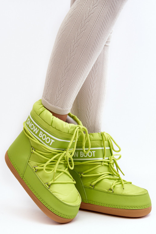 Botas de inverno com atacadores na cor verde Soia