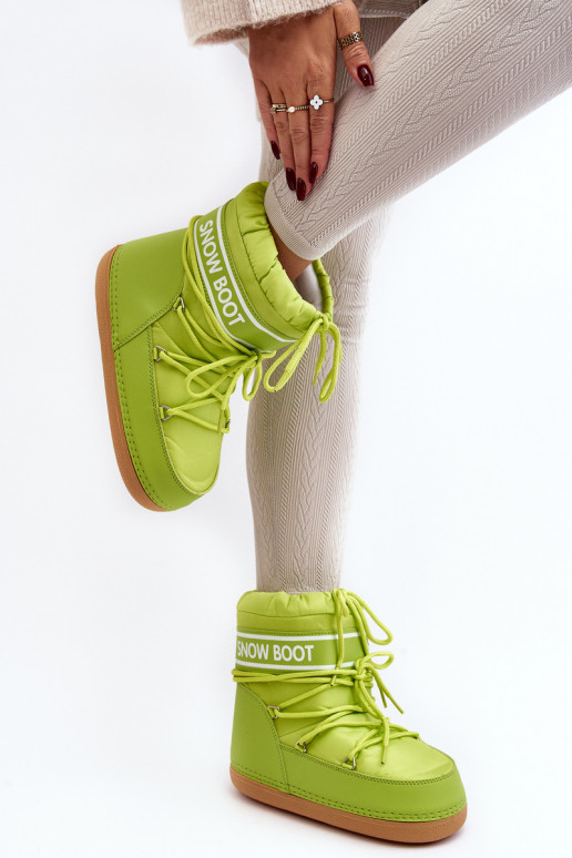 Botas de inverno com atacadores na cor verde Soia