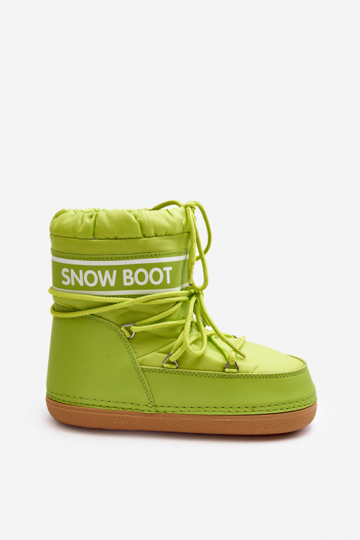 Botas de inverno com atacadores na cor verde Soia